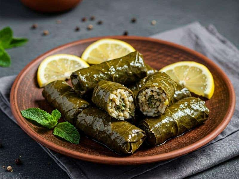 نساء يجتمعن حول طاولة لملء أوراق العنب بخليط الأرز في جلسة محشي عائلية